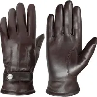 PEARLWOOD Lederhandschuhe "BROOKS", Herren, Gr. 9, braun (chocolate), Lammleder, unifarben, Handschuhe Lederhandschuhe, weiches Innenfutter, Wollanteil, verstellbarer Lederriegel