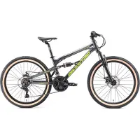 Bikestar Alu Kinder Jugend Mountainbike Vollgefedert, 21 Gang Shimano, 24 Zoll ab 9 - 10 Jahre | Fully MTB Scheibenbremse | Schwarz