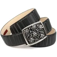 Anthoni Crown Ledergürtel , Damen, Gr. 95, schwarz, Leder, unifarben, Gürtel Ledergürtel, Jeansgürtel mit Designer-Schließe