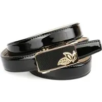Anthoni Crown Ledergürtel , Damen, Gr. 80, schwarz, Leder, unifarben, Gürtel Ledergürtel, Schmaler Lackledergürtel, kleine Blätter