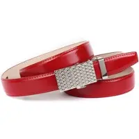 Anthoni Crown Ledergürtel , Damen, Gr. 85, rot (dunkelrot), Leder, unifarben, Basic, Gürtel Ledergürtel, mit silberfarbener Automatik-Schließe in filigranem Flechtdesign