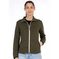 LPO Strickfleecejacke "XARA WMN", Damen, Gr. 40 (M), grün (olive night), Fleece, 100% Polyester, normal hüftbedeckend, Jacken Strickfleecejacke, mit Stehkragen