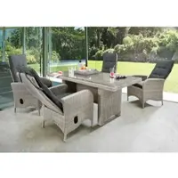 Destiny Sitzgruppe PALMA LUNA 4 Hochlehner + Tisch 200x100x75cm, vintage weiß