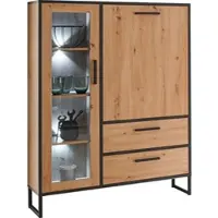 Mäusbacher Highboard MÄUSBACHER "Torres", schwarz (asteiche, schwarzstahl), B:105cm H:150cm T:42cm, Holzwerkstoff, Sideboards, Highboard