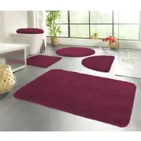 Kinzler Badematte "Chaozhou, Badvorleger, Badezimmer Teppich", rot (bordeaux), H:20mm, Polyester, Badematten, Badematte, Badteppich, Uni Farben, weich, als rechteckig, rund & Set erhältlich