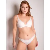 Passionata Bügel-BH "BROOKLYN", Damen, Gr. 80, Cup C, weiß (talc), Obermaterial: 83% Polyamid, 17% Elasthan, BHs Bügel-BH, zarte, florale Spitze, dünne Schalen, glatte Cups, tiefes Dekolleté