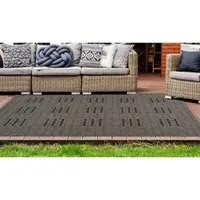 Bruno Banani Teppich "Farum" Gr. 31, grau (taupe), B:80cm H:5mm L:230cm, Kunstfaser, Teppiche, Teppich, In- und Outdoor-Teppich, Wetterfest & UV-beständig, besonders flach