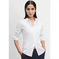 Cinque Hemdbluse "CISARY", Damen, Gr. XS (34), weiß, Web, Obermaterial: 100% Baumwolle, unifarben, gerade hüftbedeckend, 1-Knopf-Manschette, Blusen Hemdbluse, mit Reverskragen