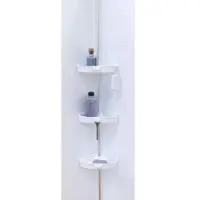 Bischof Duschregal "Coin", weiß, B:25cm H:135cm T:25cm, Aluminium, Kunststoff, Regale, Duschregal, stufenlos höhenverstellbar von 135 - 260 cm