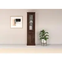Otto Home Vitrine "Liotta", braun, B:46,5cm H:181cm T:31cm, Massivholz, Schränke, Vitrine, eine Glastür und einer Holztür und einer Schublade
