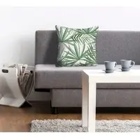 Queence Dekokissen "Mia", grün (grün, bedruckt), B:40cm L:40cm, Polyester, Dekokissen_Sitzkissen_Kissenhüllen, Dekokissen, Kissenhülle,Palmenblätter,Tropisch,Naturmotiv,Exotisch,Grün