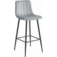 Leobert POZZA Hocker - silbergrauer Samt / schwarze Beine x 1