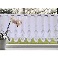 Stickereien Plauen Scheibengardine "Blumen" Gr. 18, weiß, B:210cm H:60cm, Polyester, Gardinen, Scheibengardine