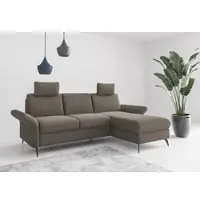 Home affaire Ecksofa "Rochelle", braun (schlamm), B:251cm H:93cm T:164cm, 100% Polyester, Sofas, Ecksofa, wahlweise mit Bettfunktion, Bettkasten und Armteilverstellung