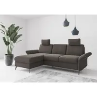 Otto Home Ecksofa "Rochelle", grau (fango), B:251cm H:93cm T:164cm, 100% Polyester, Sofas, Ecksofa, wahlweise mit Schlaffunktion, Bettkasten und Armteilverstellung