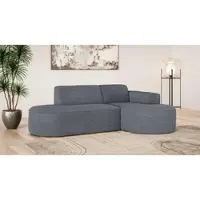Otto Home Ecksofa "ADELLA Design-Sofa mit Recamiere rechts/links, 248/159/76 cm", grau, B:248cm H:76cm T:159cm, 100% Polyester, Sofas, Ecksofa, L-Form mit Wellenunterfederung, runde Form, auch in Cord