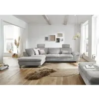 Die Planbar Ecksofa "MP-IN14007 L-Form", grau, B:306cm H:84cm T:197cm, 100% Polyester, Sofas, Ecksofa, wahlweise mit Bettfunktion und verstellbaren Kopfstützen, in Cord