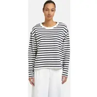 Smith & Soul Sweatshirt , Damen, Gr. XXL, schwarz-weiß (marine), Sweatware, Obermaterial: 100% Baumwolle, gestreift, hüftbedeckend, Rundhals, Sweatshirts Sweatshirt, mit Label-Aufnäher, Rundhals