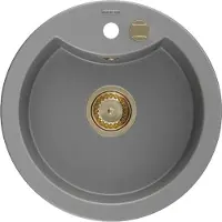 Mexen Diego 1-Becken-Granit-Spüle 488 x 480 mm, Grau, Siphon Gold - 6512481000-71-G