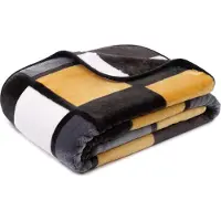 Gozze Wohndecke GÖZZE "Antigua", gelb (senf, anthrazit, schwarz), B:150cm L:200cm, Polyester, Wohndecken, Wohndecke, mit modernem Karo, Kuscheldecke, 150x200 cm