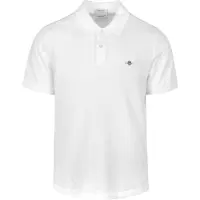 Gant für Herren. 2210 Piqué Regular Fit Shield Poloshirt weiß (L), Lässig, Baumwolle, Klassisch, Kurzarm