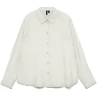 Vero Moda Hemdbluse "VMKAJA LS SHIRT WVN", Damen, Gr. S, weiß (snow weiß), Obermaterial: 83% Viskose, 17% Nylon, unifarben, regular fit, Blusen Hemdbluse, mit Streifen