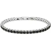 Bruno Banani Tennisarmband "Schmuck Geschenk Edelstahlarmband", schwarz (edelstahlfarben, schwarz, schwarz), Armbänder, Damen, 19cm, Edelstahl, Tennisarmband, mit Zirkonia (synth.)