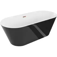 Mexen Flavia freistehende Badewanne 170 x 75 cm, weiß/schwarz, Überlauf in Roségold - 54031708075-60