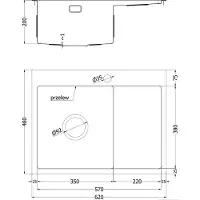 Mexen Exar Edelstahlspüle 1-beckig mit Abtropffläche links 620 x 480 mm, schwarz - 6431621005L-70