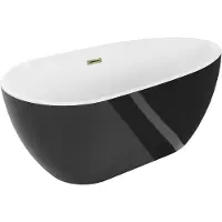 Mexen Eos freistehende Badewanne 170 x 75 cm, weiß/schwarz, Abfluss gold - 52471707575-50