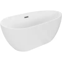 Mexen Eos freistehende Badewanne 150 x 75 cm, weiß, gebürstetes Gun Gray Überlauf - 52471507500-66