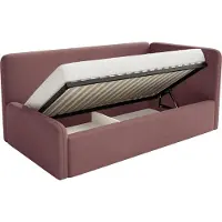 Selsey Fanko – Kinderbett 90x200 cm mit Rausfallschutz, Kopfteil rechts, Samt, Rosa