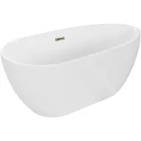 Mexen Eos freistehende Badewanne 170 x 75 cm, weiß, Überlauf gold - 52471707500-50