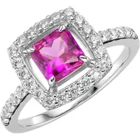 Giorgio Martello Milano Silberring "Ring in blau, fuchsia oder lila, Zirkonia weiß, Silber 925" Gr. 54, pink, , Fingerringe, Damen, 54, Silber 925 (Sterlingsilber), Silberring