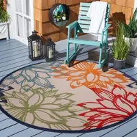 Sanat Teppich "Floral 2 Outdoor, auch als Läufer und rund", bunt (multi), H:6mm Ø:120cm, Kunstfaser, Teppiche, Teppich, In- und Outdoor geeignet, Blumen, Balkon, Terrasse, Außenbereich