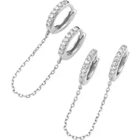 Giorgio Martello Milano Paar Creolen "Klappcreolen mit Zirkonia, Silber 925", silber, , Ohrringe, Damen, Silber 925 (Sterlingsilber), Paar Creolen