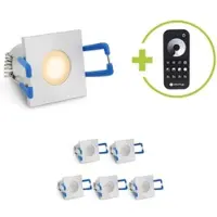Longlife LED Einbaustrahler Mini Livorno eckig 3W 2700K IP65 - Farbe: silber - Anzahl: 6x