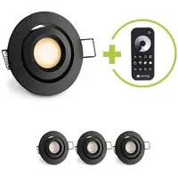 Longlife LED Einbaustrahler Mini schwenkbar Matera 3W 2700K IP44 - Farbe: schwarz matt - Anza...