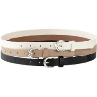 Bonprix Hüftgürtel "Gürtel (3er Pack)", Damen, Gr. 90, beige (mandelbeige, cremeweiß, schwarz), Lederimitat, mehrfarbig, Gürtel Hüftgürtel, aus Polyurethan in Lederoptik, bequeme Passform, casual Stil