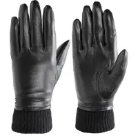 PEARLWOOD Lederhandschuhe "ARMA", Damen, Gr. 7.5, schwarz, Schafsleder, Handschuhe Lederhandschuhe, mit Wollanteil, weiches Innenfutter aus Fleece