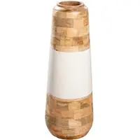 Gilde Bodenvase "Vase Naturelle naturfarben-weiß", weiß (naturfarben, weiß), B:22cm H:59cm T:22cm Ø:22cm, Massivholz, Vasen, Bodenvase