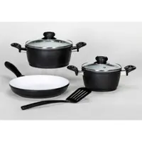 Kruger Topf-Set KRÜGER "Oslo", schwarz (schwarz, weiß), Töpfe, Topf-Set, Induktion