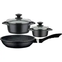 GSW Topf-Set "Gourmet Granit", schwarz, 1,8 l, Töpfe, Topf-Set, VITAFLON GRANIT Antihaft-Versiegelung, Granit-Design, Induktion