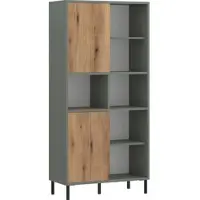 Home affaire Highboard "Pozzi", grau (grau, grün, coast evoke eiche), B:75cm H:162,8cm T:40cm, Holzwerkstoff, MDF, PVC, Sideboards, Highboard, Höhe ca. 163 cm