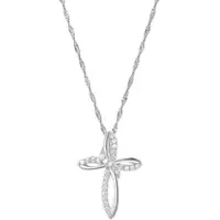 Amor Kette mit Anhänger für Damen, Sterling Silber 925 | Kreuz Zirkonia (synth.) amor Silber