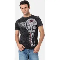 Cipo & Baxx Rundhalsshirt , Herren, Gr. XXL, grau (anthrazit), Jersey, Obermaterial: 95% Baumwolle, 5% Elasthan, bedruckt, slim fit, Rundhals, Shirts Rundhalsshirt, Topseller
