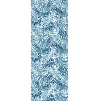 Queence Vinyltapete "Tropische Blätter-Blau" Motiv bedruckt botanisch floral gemustert natürlich glatt 90x250cm, selbstklebend, kinderleichte Anbringung, Sticker