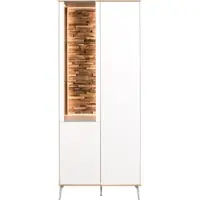 Mäusbacher Vitrine MÄUSBACHER "Faro", weiß (ice weiß supermatt, asteiche), B:81cm H:193cm T:42cm, Schränke, Vitrine, Faro Vitrinenschrank B 81 cm, inkl. Bel., Push to open, Metallfüße