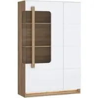 Forte Highboard "Attention", weiß (rivera eiche, weiß glanz), B:89,9cm H:139,6cm T:34,3cm, Holzwerkstoff, Sideboards, Highboard, Highboard, Beleuchtung, Soft Close, Glastüre, Stauraum, Höhe 139,6cm