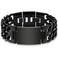 Bruno Banani Edelstahlarmband "Schmuck Geschenk breites Armband mit Platte", schwarz, Armbänder, Damen, 21cm, Edelstahl, Edelstahlarmband